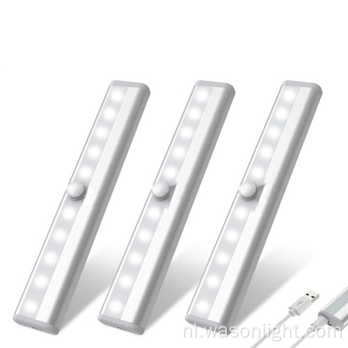 10LED USB oplaadbare onderkast bewegingssensor licht